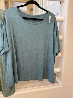 Lane Bryant Relaxed Scoop Neck Short Sleeve Top in Dusty Teal